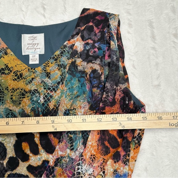 Suzi Chin for Maggy Boutique Fun Colorful Animal Print DresS Size 0P - Picture 9 of 11